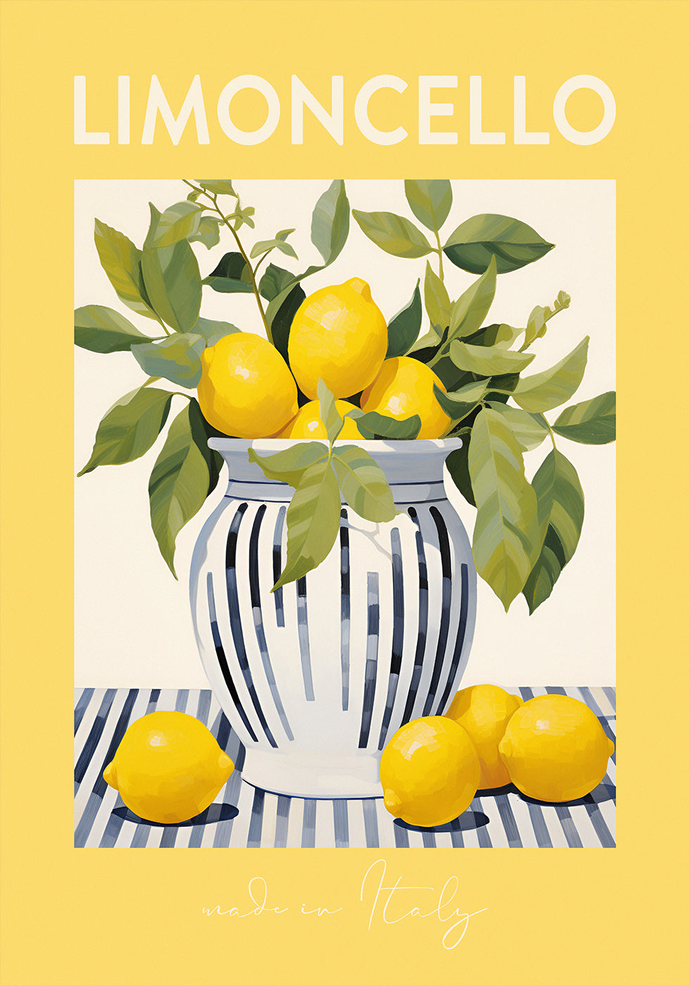 Limoncello Lemons Print, Italian Citrus Art, Yellow Gallery Wall Plakat - Posterbox.dk