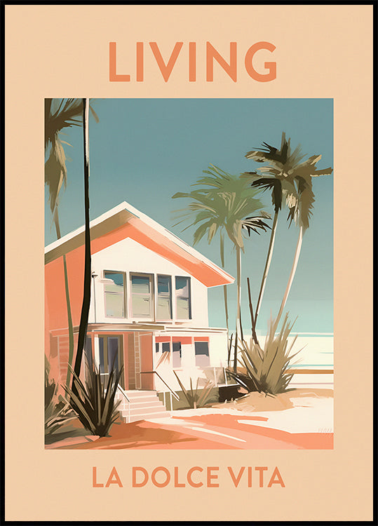 Living La Dolce Vita, retro beach house Plakat - Posterbox.dk