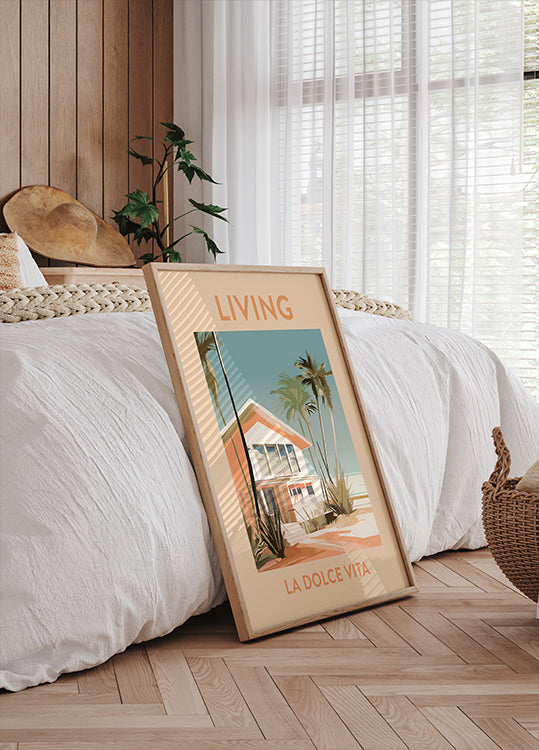 Living La Dolce Vita, retro beach house Plakat - Posterbox.dk