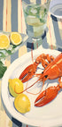 Lobster Lunch, Lemon and Linen, Coastal Table Scene Plakat - Posterbox.dk