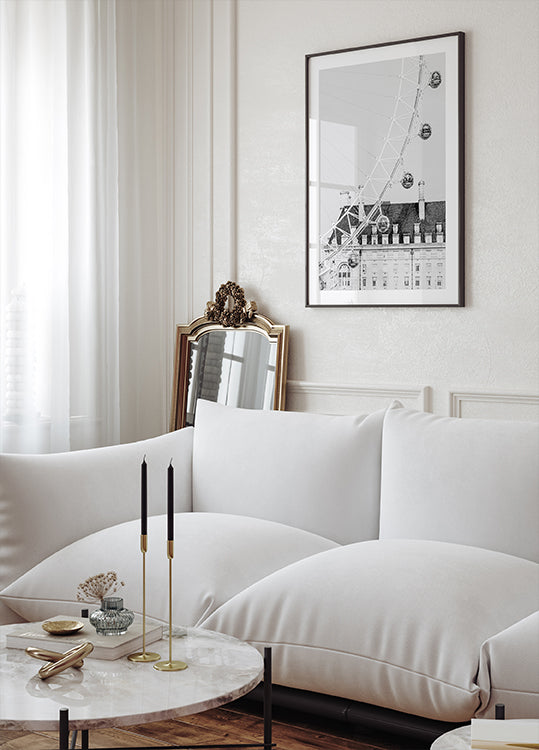 London Eye in Black and White Plakat - Posterbox.dk