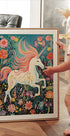 Magical Unicorn In Floral Meadow Plakat - Posterbox.dk
