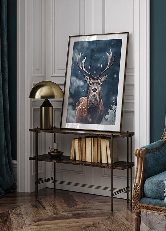 Majestic Winter Deer Plakat - Posterbox.dk