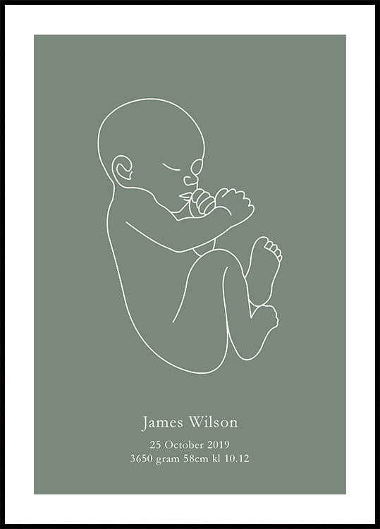 Minimalist Birth – Green Plakat - Posterbox.dk