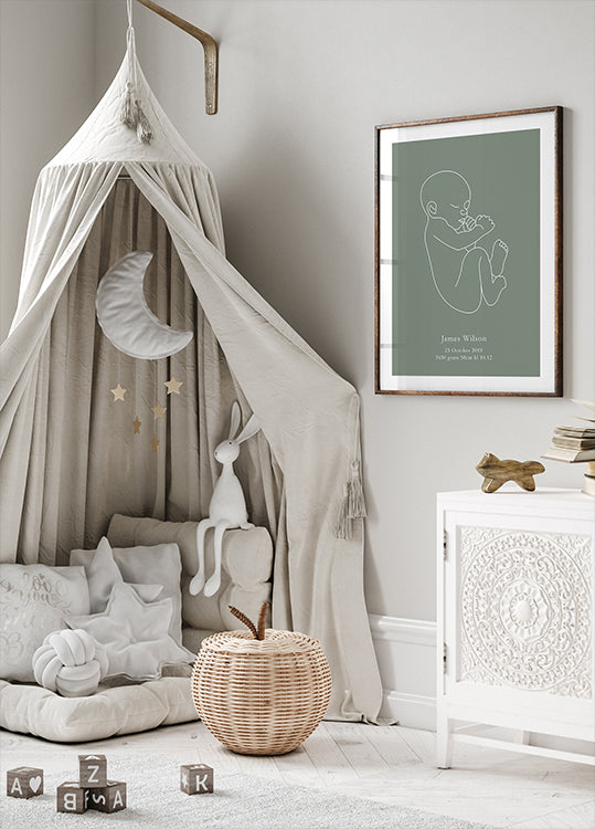 Minimalist Birth – Green Plakat - Posterbox.dk