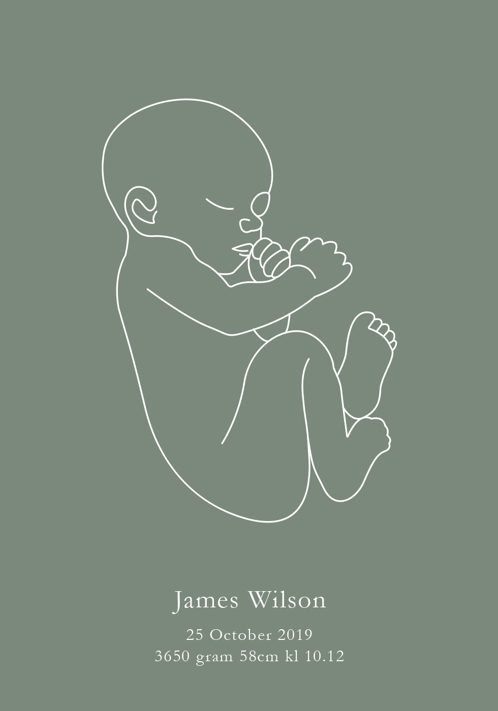 Minimalist Birth – Green Plakat - Posterbox.dk