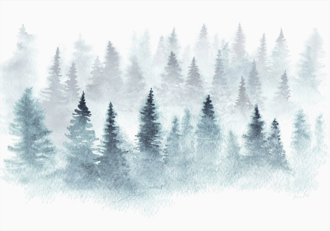 Misty Watercolor Forest Plakat - Posterbox.dk