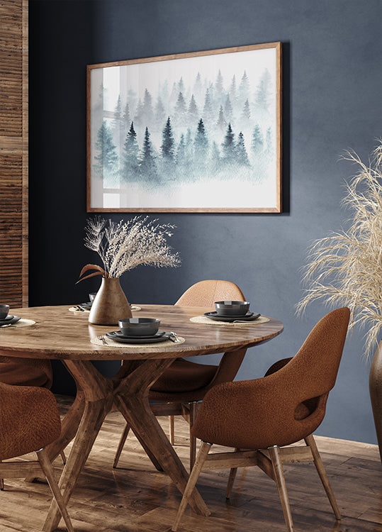 Misty Watercolor Forest Plakat - Posterbox.dk