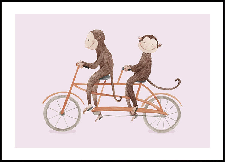 Monkey Bicycle Plakat - Posterbox.dk