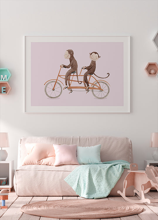 Monkey Bicycle Plakat - Posterbox.dk