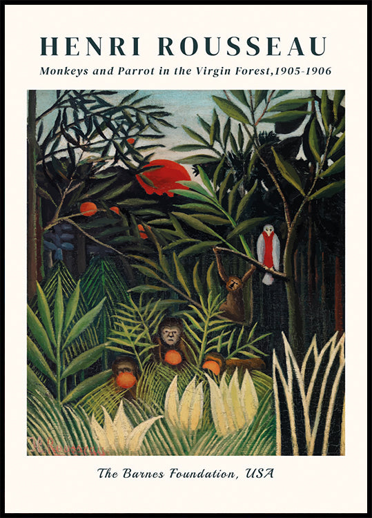 Monkeys and Parrot in the Virgin Forest Plakat - Posterbox.dk