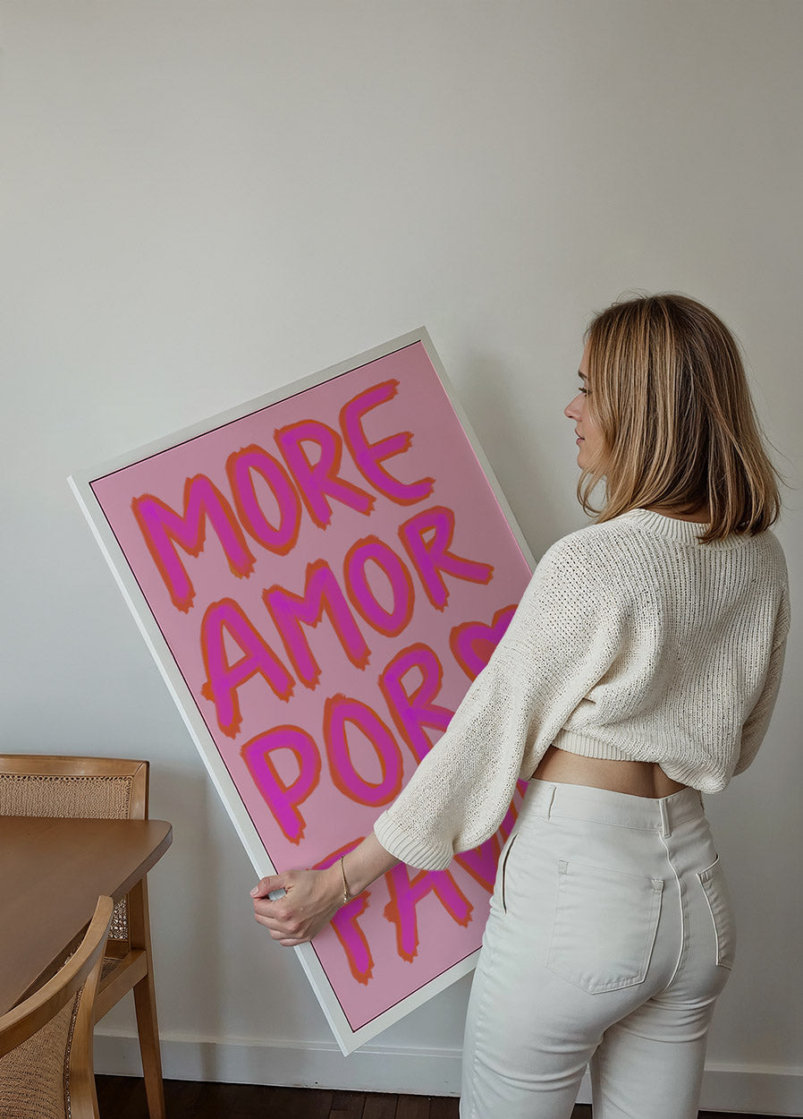More Amor Por Favor, Pink Neon Love Plakat - Posterbox.dk
