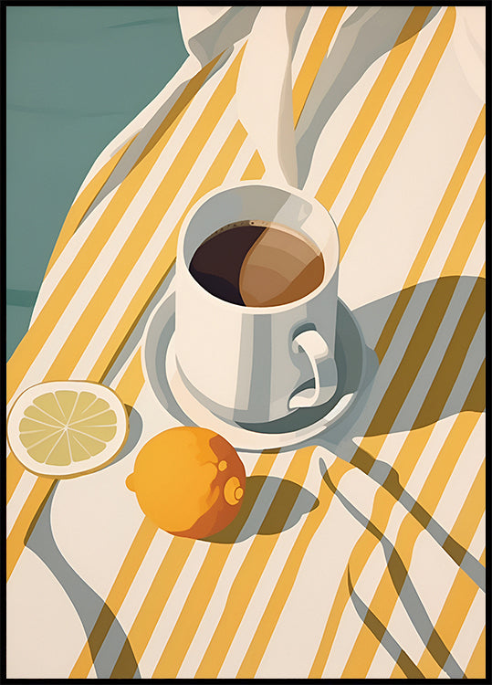 Morning Coffee & Lemons, Minimalist Summer Plakat - Posterbox.dk