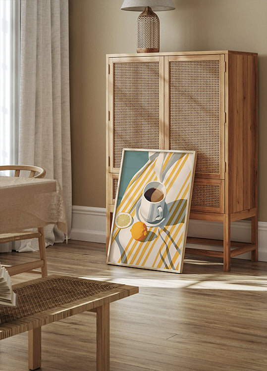 Morning Coffee & Lemons, Minimalist Summer Plakat - Posterbox.dk