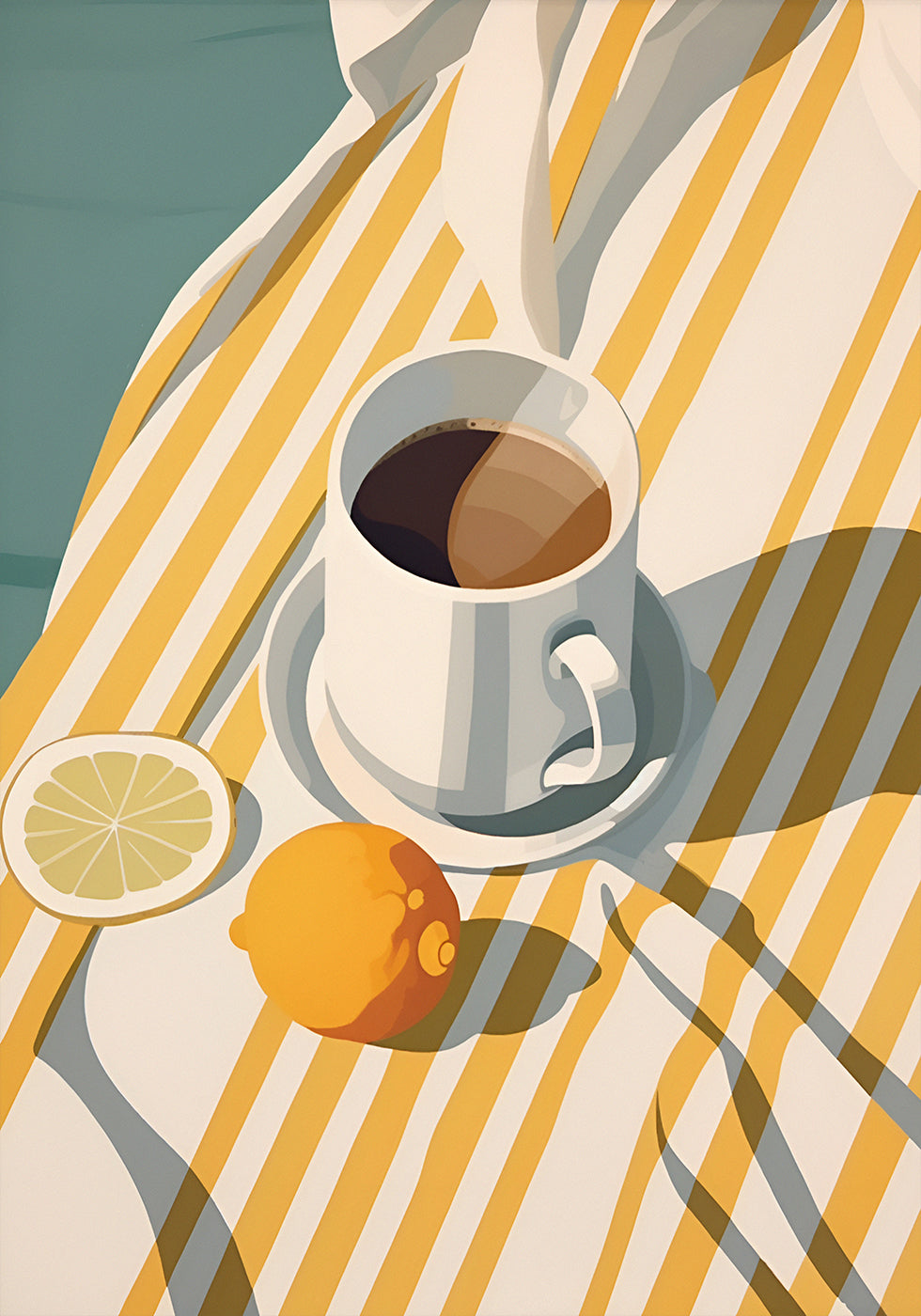 Morning Coffee & Lemons, Minimalist Summer Plakat - Posterbox.dk