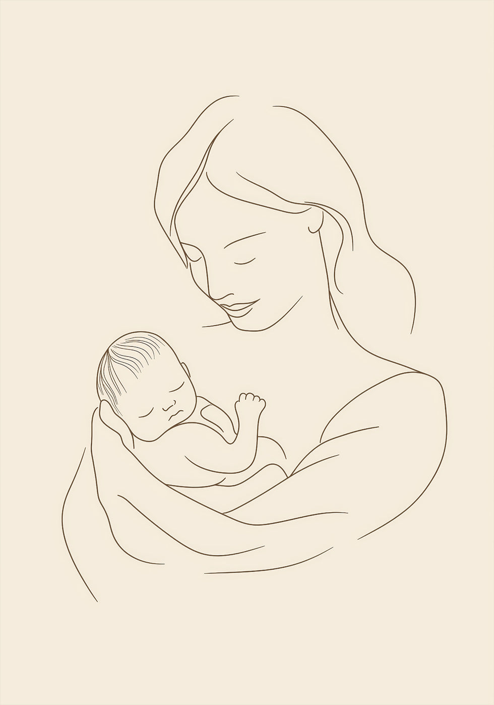 Mother and Baby Line Drawing Plakat - Posterbox.dk