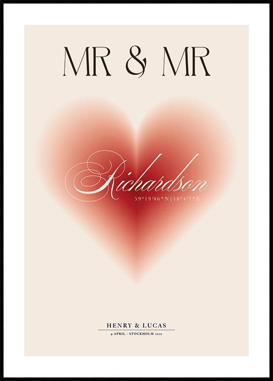 Mr & Mr Personalized Wedding Plakat - Posterbox.dk