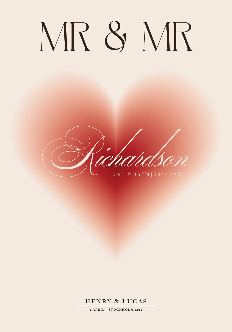 Mr & Mr Personalized Wedding Plakat - Posterbox.dk