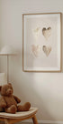 Neutral Watercolor Hearts, Beige Tones, Kids Plakat - Posterbox.dk