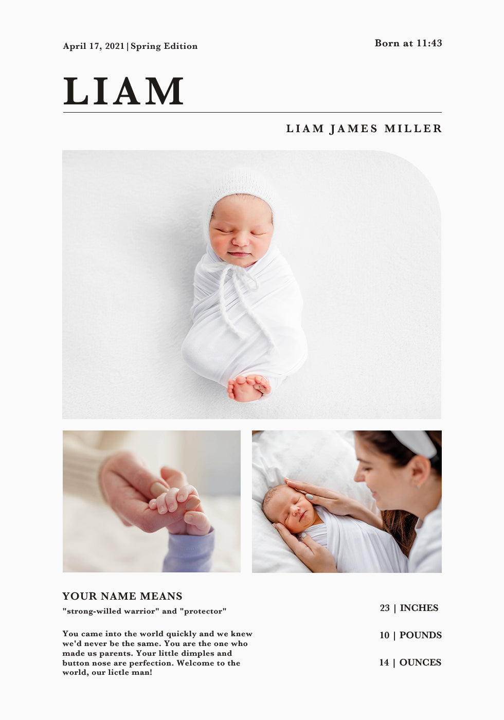 Newborn Birth Announcement Plakat - Posterbox.dk