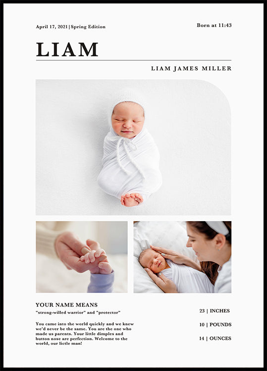 Newborn Birth Announcement Plakat - Posterbox.dk