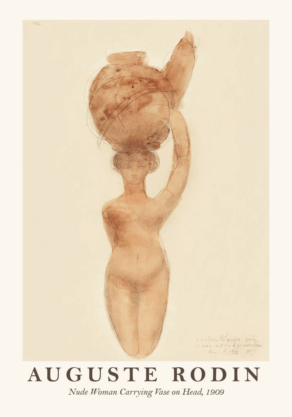 Nude Woman Carrying Vase on Head Plakat - Posterbox.dk