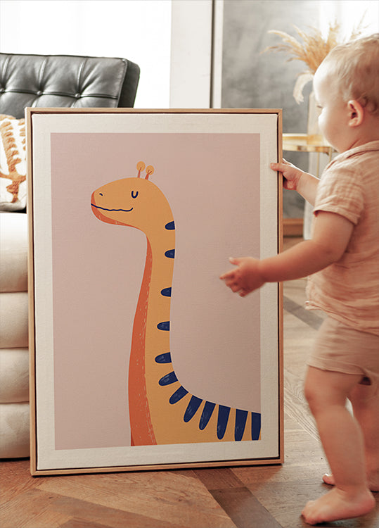 Orange Dinosaur Plakat - Posterbox.dk