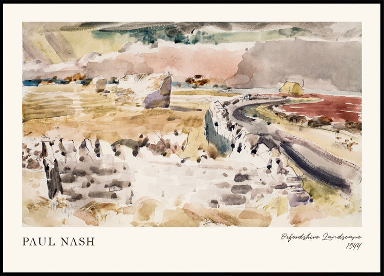 Oxfordshire Landscape Paul Nash British Watercolor Painting Plakat - Posterbox.dk