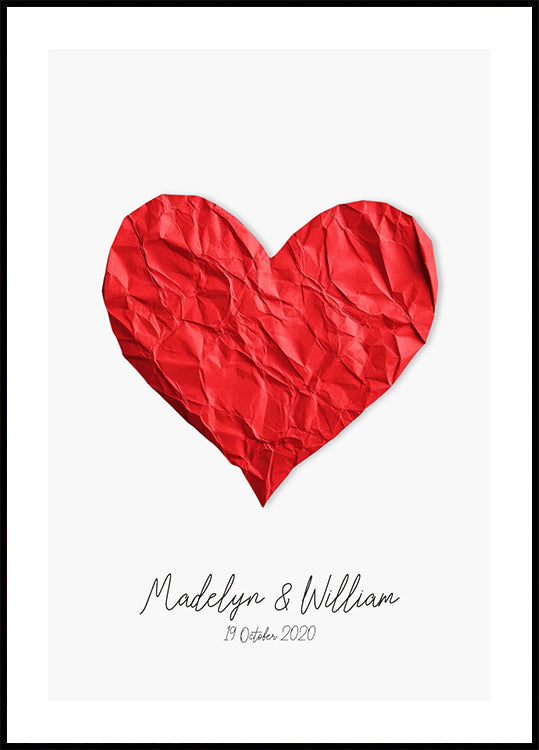 Paper Heart Personalized Plakat - Posterbox.dk