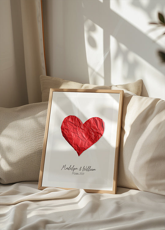 Paper Heart Personalized Plakat - Posterbox.dk