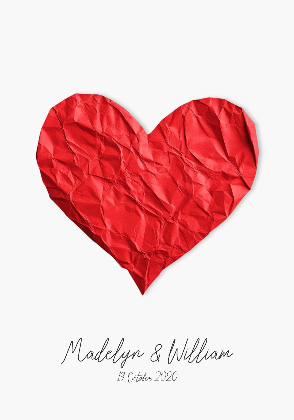 Paper Heart Personalized Plakat - Posterbox.dk