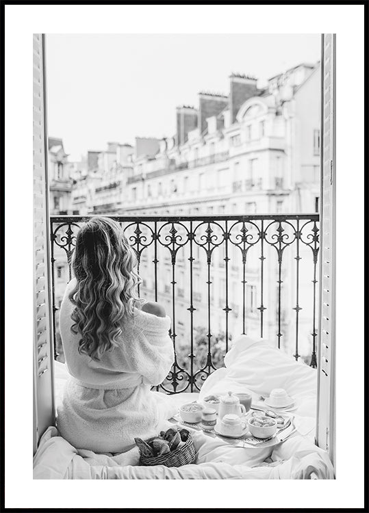 Paris Breakfast B&W Plakat - Posterbox.dk