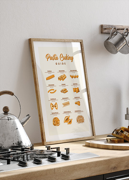 Pasta Cooking Guide Plakat - Posterbox.dk