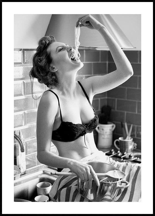 Pasta Lover in Black & White Plakat - Posterbox.dk