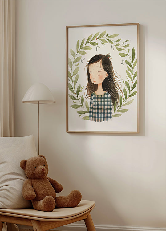 Peaceful Girl Illustration Plakat - Posterbox.dk