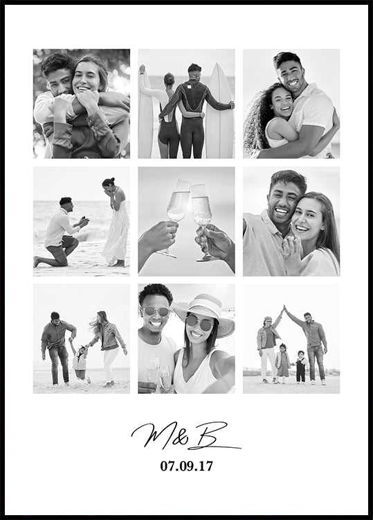 Personalized Couple Photo Collage Plakat - Posterbox.dk