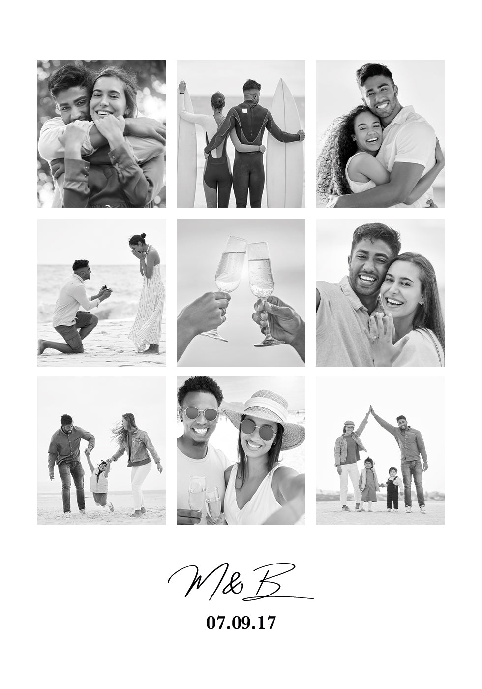 Personalized Couple Photo Collage Plakat - Posterbox.dk