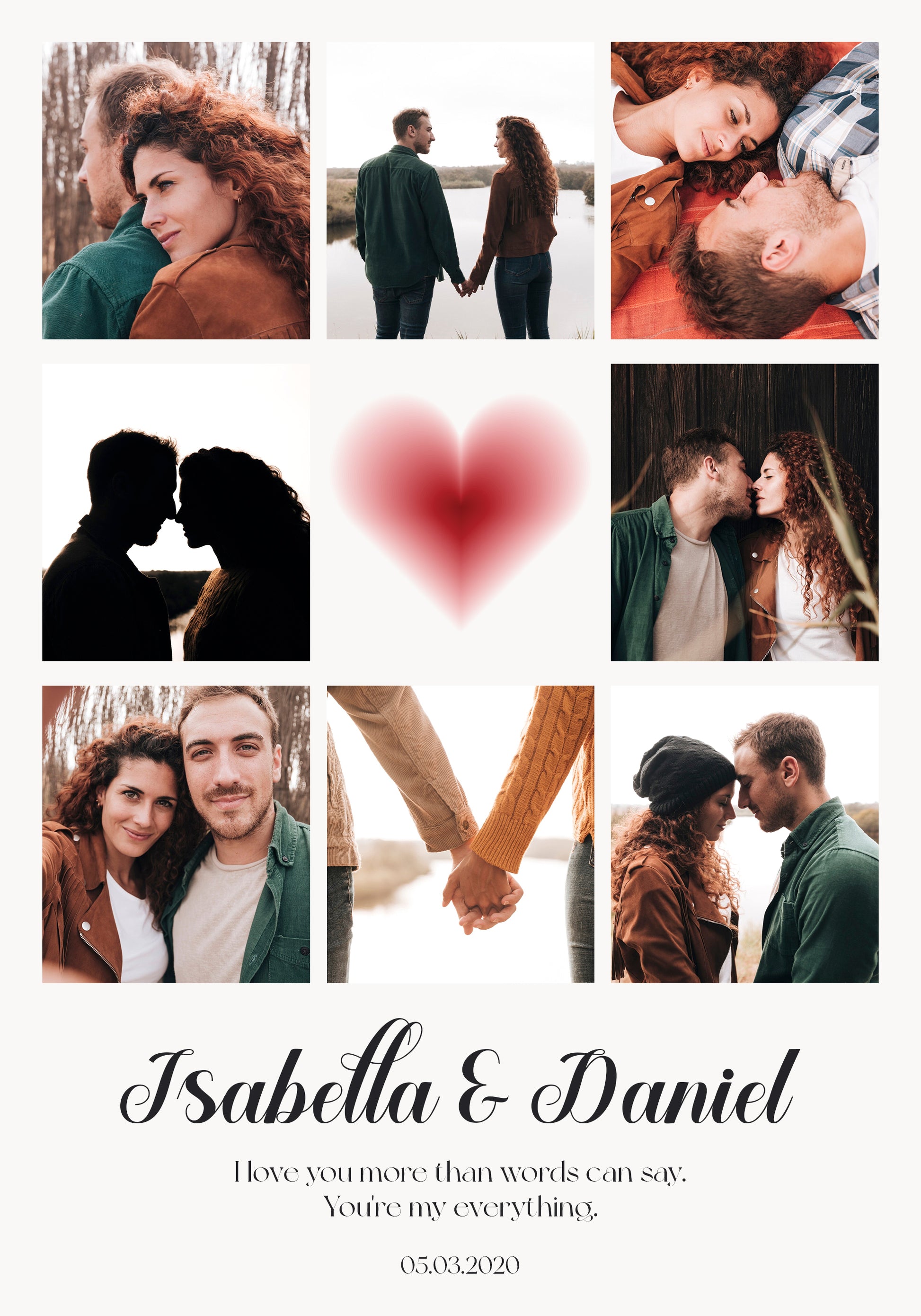 Personalized Couple Photo Collage Plakat - Posterbox.dk