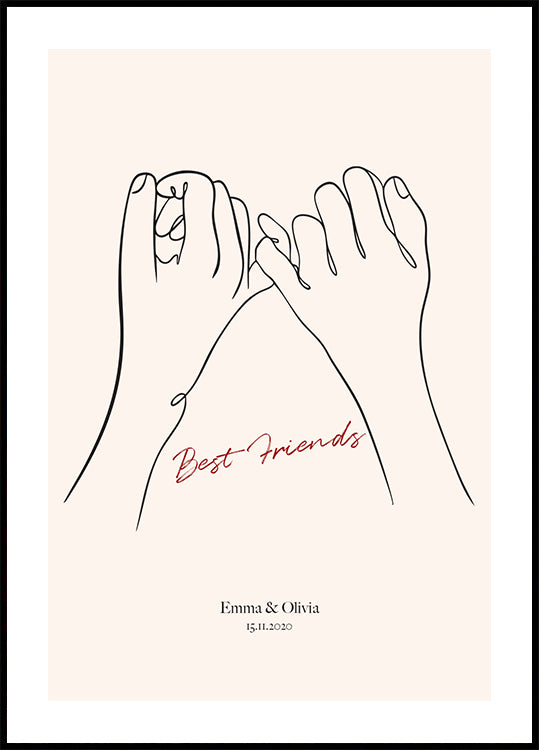 Personalized Friendship Line Art Plakat - Posterbox.dk