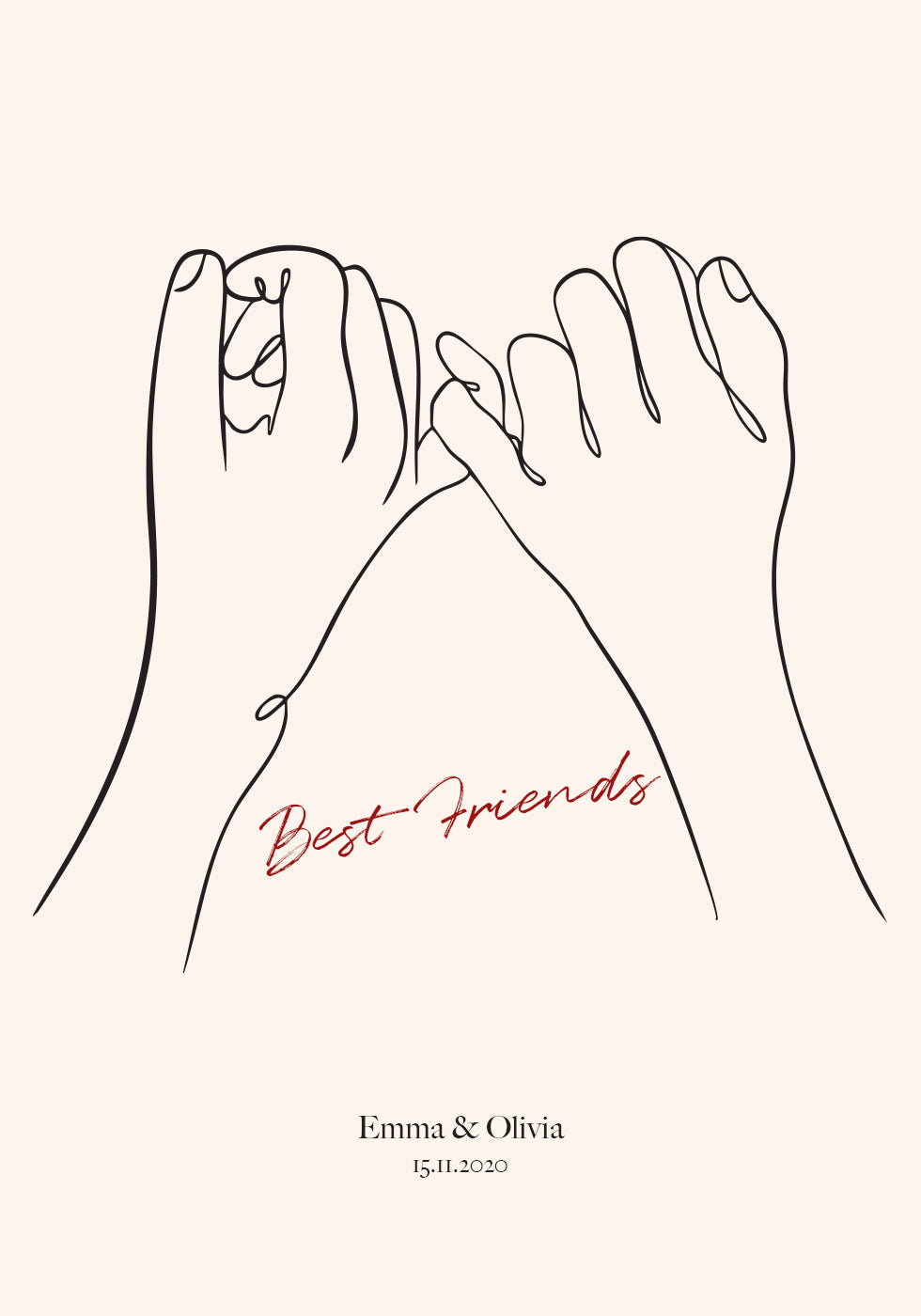 Personalized Friendship Line Art Plakat - Posterbox.dk