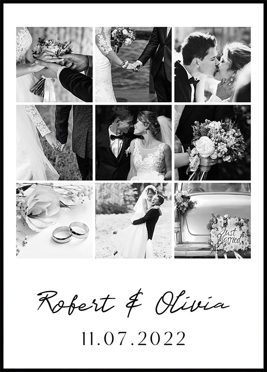 Personalized Wedding Photo Collage Plakat - Posterbox.dk