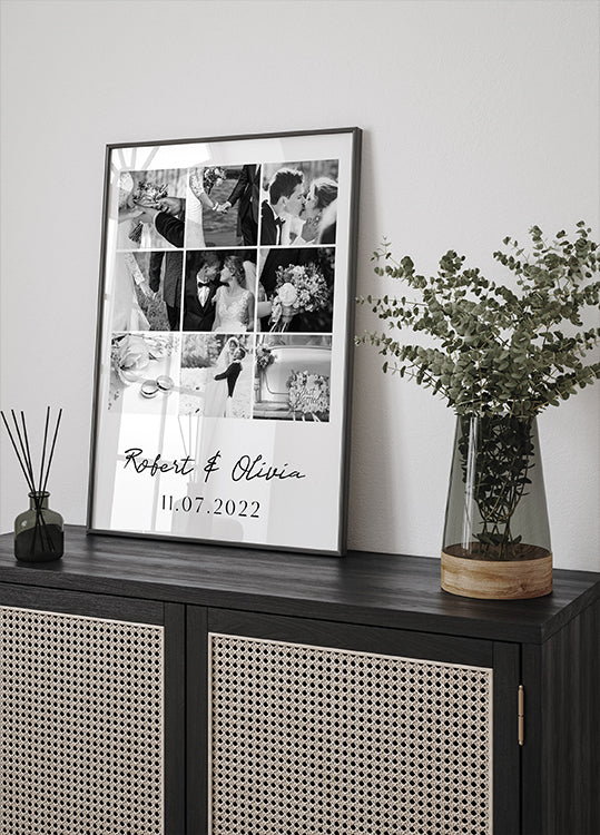 Personalized Wedding Photo Collage Plakat - Posterbox.dk
