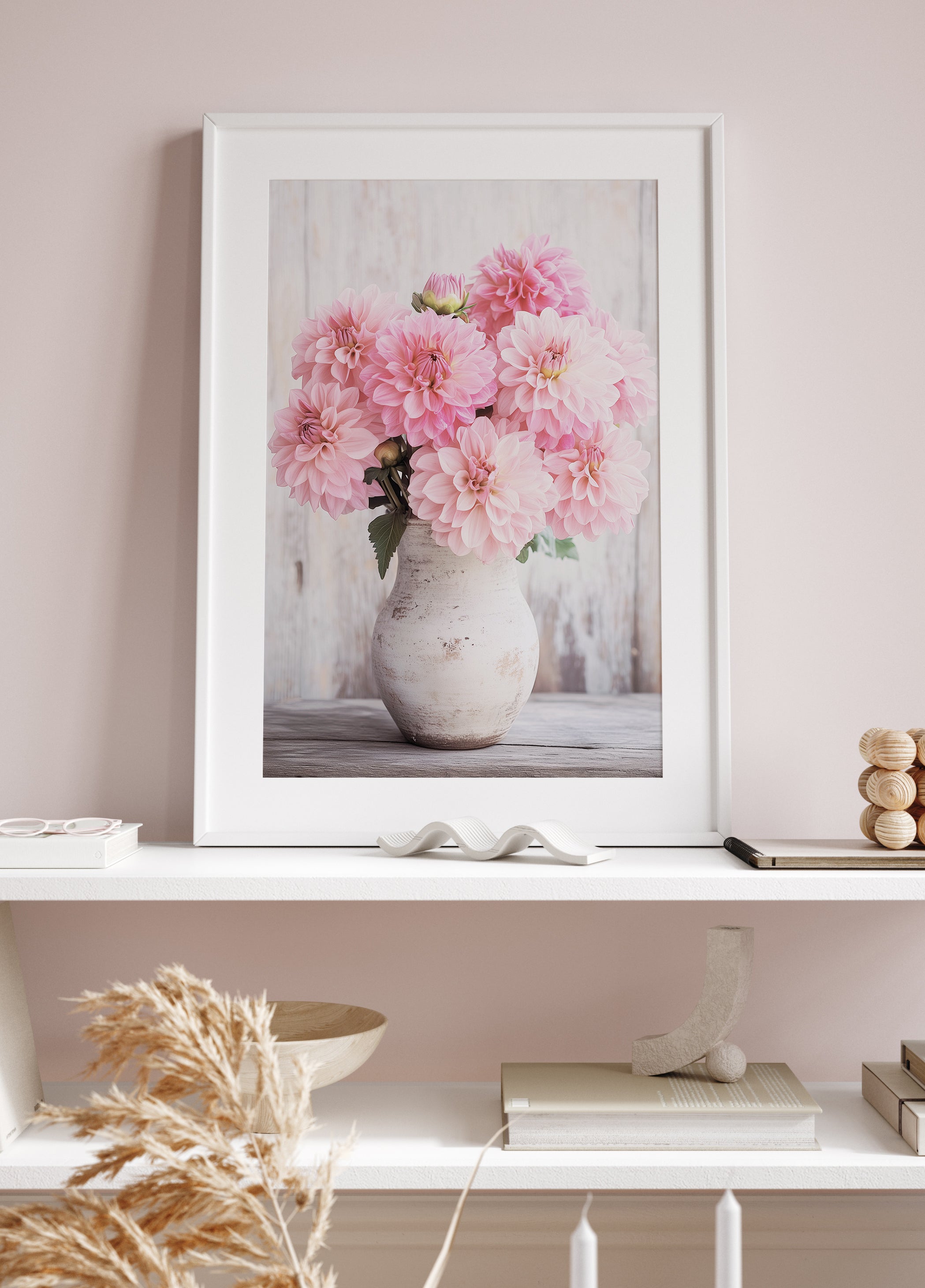 Pink Dahlias in Rustic Vase Plakat - Posterbox.dk