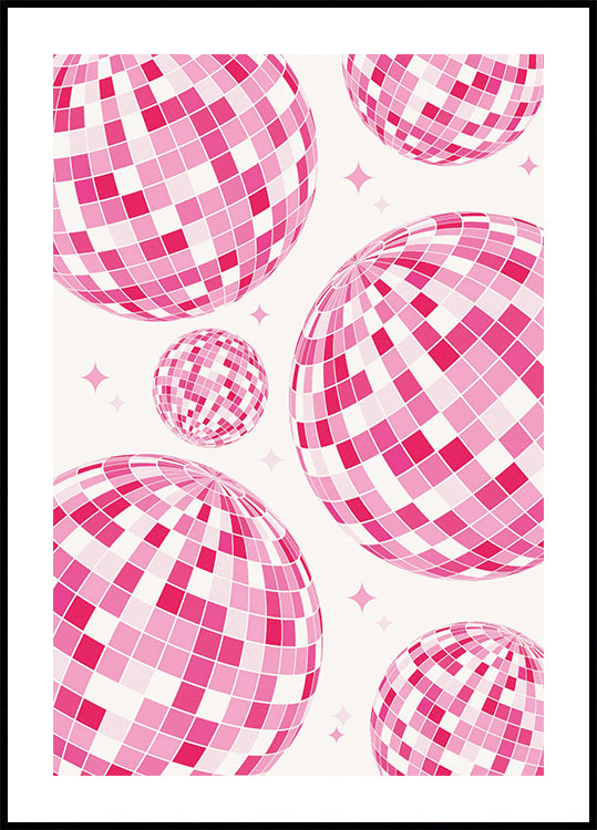 Pink Disco Vibes, Retro Dance Floor Sparkle Plakat - Posterbox.dk