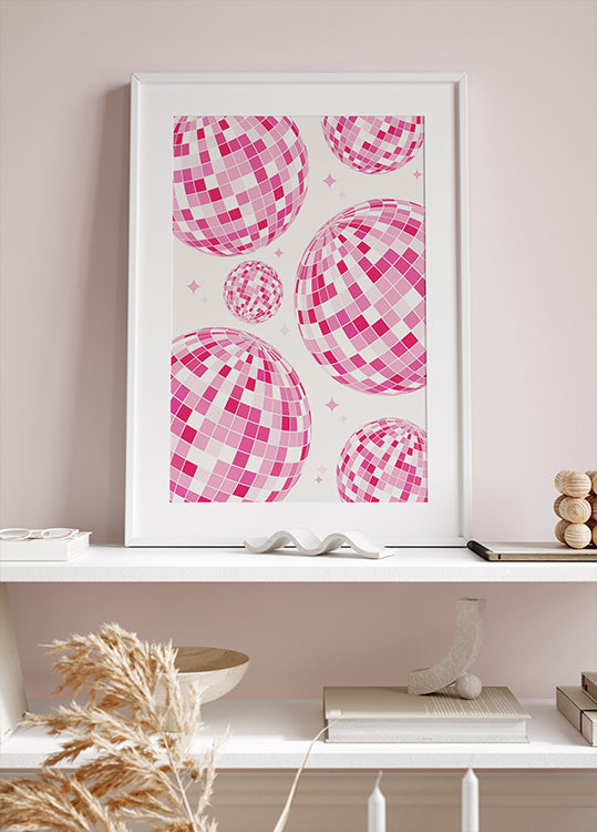 Pink Disco Vibes, Retro Dance Floor Sparkle Plakat - Posterbox.dk