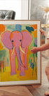 Pink Elephant In Colorful Jungle Plakat - Posterbox.dk