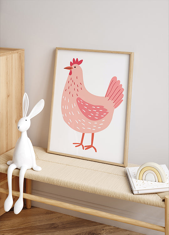 Pink Hen Plakat - Posterbox.dk