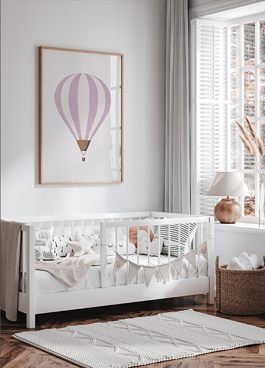 Pink Hot Air Balloon Plakat - Posterbox.dk