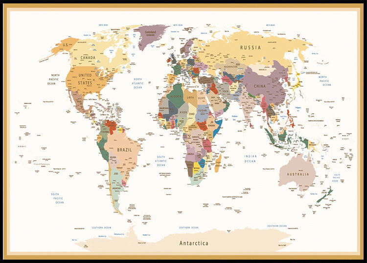 Political World Map Plakat - Posterbox.dk