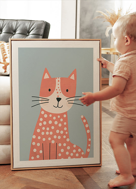 Polka Dot Cat Plakat - Posterbox.dk